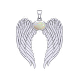Guardian Angel Wings Silver Pendant with Birthstone TPD5868 - Jewelry