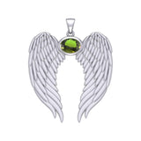 Guardian Angel Wings Silver Pendant with Birthstone TPD5868 - Jewelry
