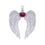 Guardian Angel Wings Silver Pendant with Birthstone TPD5868 - Jewelry