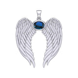 Guardian Angel Wings Silver Pendant with Birthstone TPD5868 - Jewelry