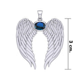 Guardian Angel Wings Silver Pendant with Birthstone TPD5868 - Jewelry