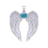Guardian Angel Wings Silver Pendant with Birthstone TPD5868 - Jewelry