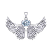 Guardian Angel Wings Sterling Silver Pendant with Birthstone TPD5869