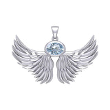 Guardian Angel Wings Silver Pendant with Birthstone TPD5869 - Jewelry