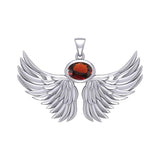 Guardian Angel Wings Silver Pendant with Birthstone TPD5869 - Jewelry