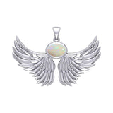 Guardian Angel Wings Silver Pendant with Birthstone TPD5869 - Jewelry