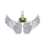 Guardian Angel Wings Silver Pendant with Birthstone TPD5869 - Jewelry