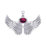 Guardian Angel Wings Silver Pendant with Birthstone TPD5869 - Jewelry