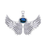 Guardian Angel Wings Silver Pendant with Birthstone TPD5869 - Jewelry