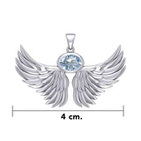 Guardian Angel Wings Silver Pendant with Birthstone TPD5869 - Jewelry
