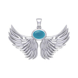Guardian Angel Wings Silver Pendant with Birthstone TPD5869 - Jewelry