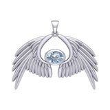 Guardian Angel Wings Silver Pendant with Birthstone TPD5870