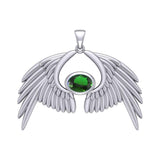 Guardian Angel Wings Silver Pendant with Birthstone TPD5870 - Jewelry