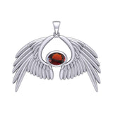 Guardian Angel Wings Silver Pendant with Birthstone TPD5870