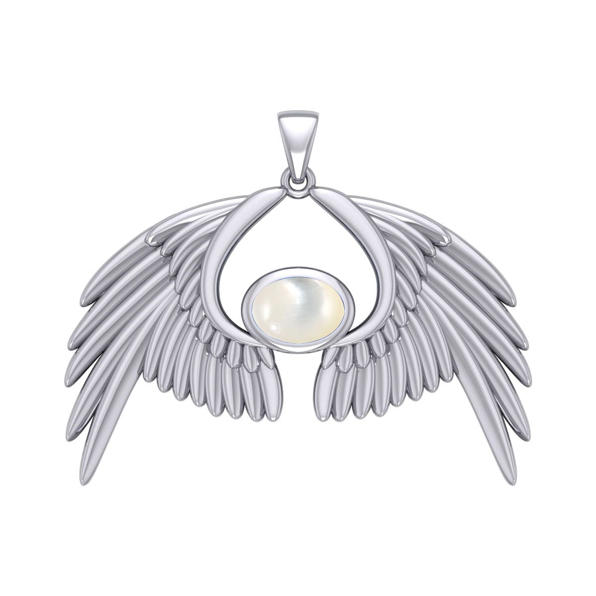 Guardian Angel Wings Silver Pendant with Birthstone TPD5870