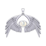 Guardian Angel Wings Silver Pendant with Birthstone TPD5870