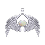 Guardian Angel Wings Silver Pendant with Birthstone TPD5870