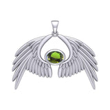 Guardian Angel Wings Silver Pendant with Birthstone TPD5870 - Jewelry