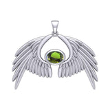 Guardian Angel Wings Silver Pendant with Birthstone TPD5870