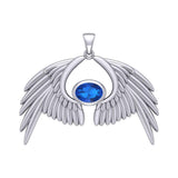 Guardian Angel Wings Silver Pendant with Birthstone TPD5870