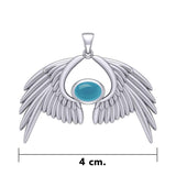 Guardian Angel Wings Silver Pendant with Birthstone TPD5870