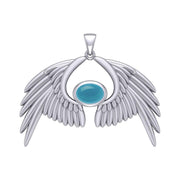Guardian Angel Wings Sterling Silver Pendant with Birthstone TPD5870