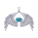 Guardian Angel Wings Silver Pendant with Birthstone TPD5870