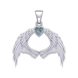 Guardian Angel Wings Silver Pendant with Birthstone TPD5871 - Jewelry