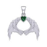 Guardian Angel Wings Silver Pendant with Birthstone TPD5871 - Jewelry