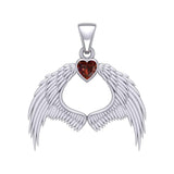 Guardian Angel Wings Silver Pendant with Birthstone TPD5871 - Jewelry