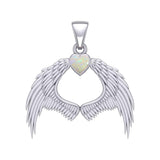 Guardian Angel Wings Silver Pendant with Birthstone TPD5871 - Jewelry