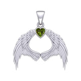 Guardian Angel Wings Silver Pendant with Birthstone TPD5871 - Jewelry