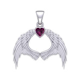 Guardian Angel Wings Silver Pendant with Birthstone TPD5871 - Jewelry