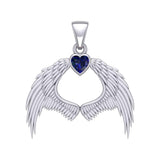 Guardian Angel Wings Silver Pendant with Birthstone TPD5871 - Jewelry
