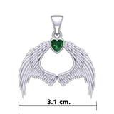 Guardian Angel Wings Silver Pendant with Birthstone TPD5871 - Jewelry