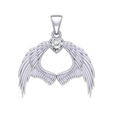 Guardian Angel Wings Silver Pendant with Birthstone TPD5871 - Jewelry