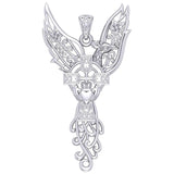 Phoenix Claddagh Cross Filigree Flower Sterling Silver Pendant TPD5872