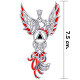 Celtic Phoenix Recovery Silver Pendant with Red Enamel and Black Onyx TPD5874 - Jewelry