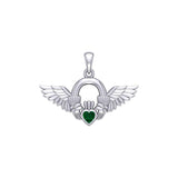 Irish Claddagh with Angel Wing Sterling Silver Pendant TPD5875 - Jewelry