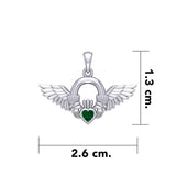 Irish Claddagh with Angel Wing Sterling Silver Pendant TPD5875 - Jewelry