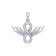 Angel Wings and Infinity Symbol Silver Pendant TPD5876