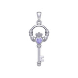 Irish Claddagh Mini Spiritual Key Silver Pendant TPD5878 - Jewelry