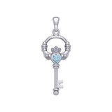 Irish Claddagh Mini Spiritual Key Silver Pendant TPD5878 - Jewelry