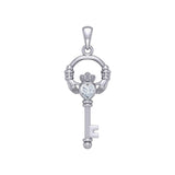 Irish Claddagh Mini Spiritual Key Silver Pendant TPD5878 - Jewelry