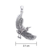Crane in Flight Silver Pendant TPD588 - Jewelry