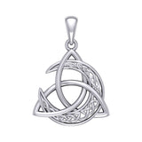 Trinity Knot with Celtic Crescent Moon Silver Pendant TPD5884