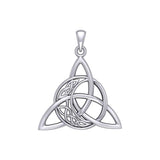 Triquetra and Celtic Crescent Moon Silver Pendant TPD5887