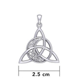 Triquetra and Celtic Crescent Moon Silver Pendant TPD5887 - Jewelry