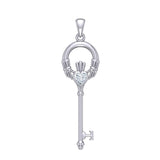 Irish Claddagh Spiritual Key Silver Pendant TPD5903 - Jewelry