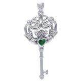 Irish Celtic Claddagh Spiritual Key Silver Pendant TPD5904 - Jewelry